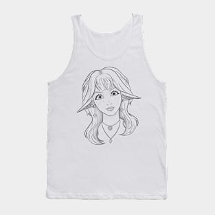 Elf Portrait | Beautiful Girl | Elf Ears Fantsie Tank Top